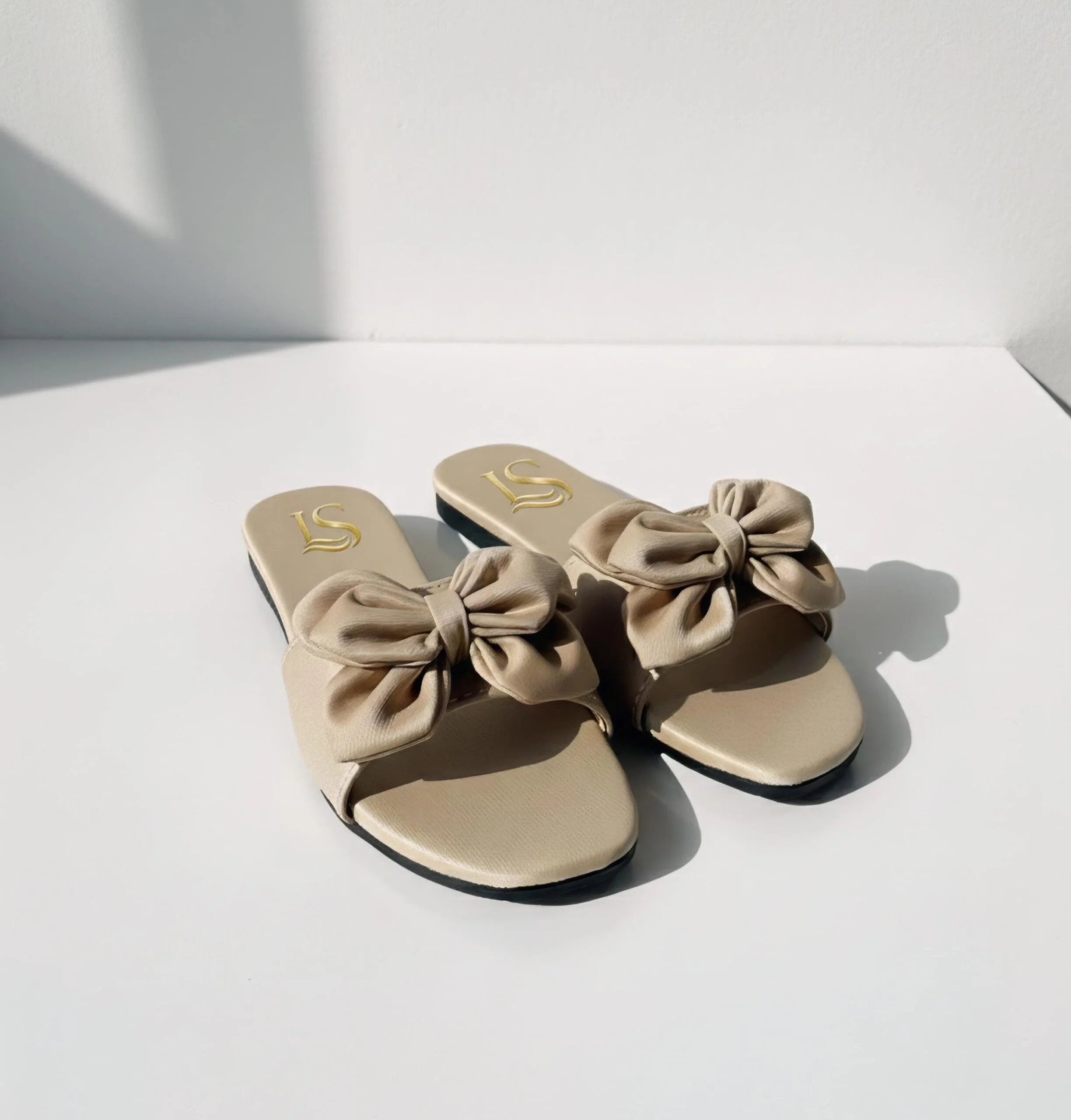 LuxeStepz Blush Bow Comfort Slides